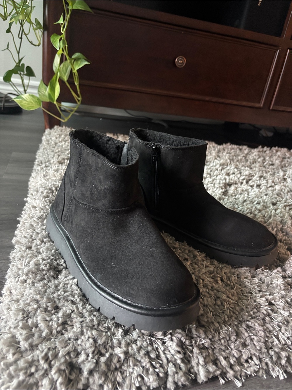 Black Women's Ankle Booties with Cozy Lining